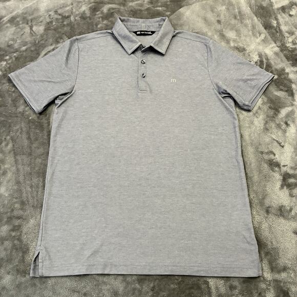 Travis Mathew Polo Shirt Mens Medium Blue Stretch Quick Dry Preppy Golf - Picture 1 of 10